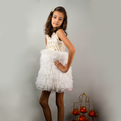 White Embroided Ruffled Dress