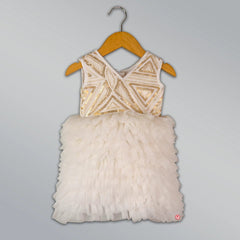 White Embroided Ruffled Dress - Picco Ricco