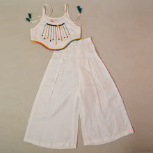 Load image into Gallery viewer, White Coord Set - Crop top with Palazzo
