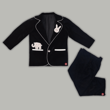 Load image into Gallery viewer, Black Embellished Designer Coat Set

