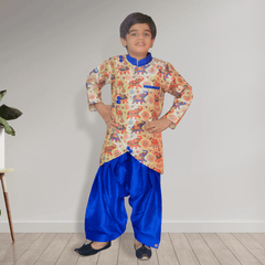 Elephant Printed Ethnic Kurta and Dhoti - Picco Ricco