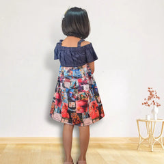Blue Printed Frock - Picco Ricco