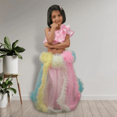 Rainbow Colors Net Lehenga with Stylish Crop Top - Picco Ricco