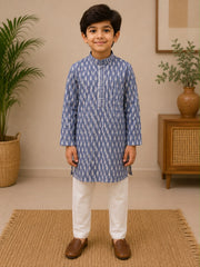 BOYS BLUE WHITE KURTA PAJAMA SET
