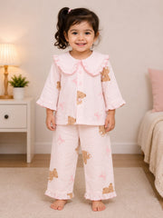 organic cotton teddy bear print night suit