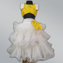 Load image into Gallery viewer, White Lehenga with Yellow Crop Top - Picco Ricco 
