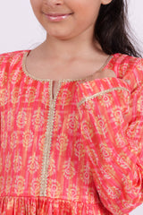 Neon Orange Pink Sharara Set
