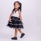 Feathered Frill Frock black and white