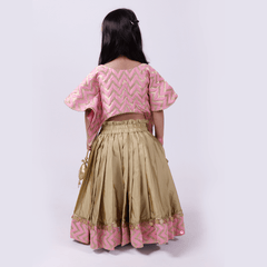 Golden and Pink Silk Lehenga With Stylish Choli