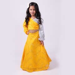 yellow mirror work Lehenga choli set