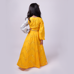 yellow mirror work Lehenga choli set
