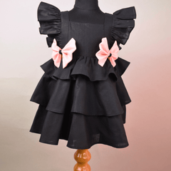 Black Frock With Pink Bow