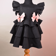 Load image into Gallery viewer, Black Frock With Pink Bow
