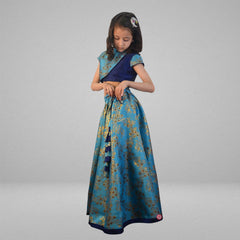 Blue Brocade Lehenga Choli