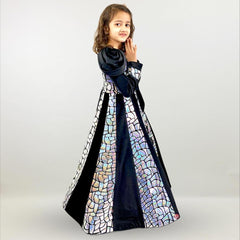 Black Mirror Cut Flared Gown