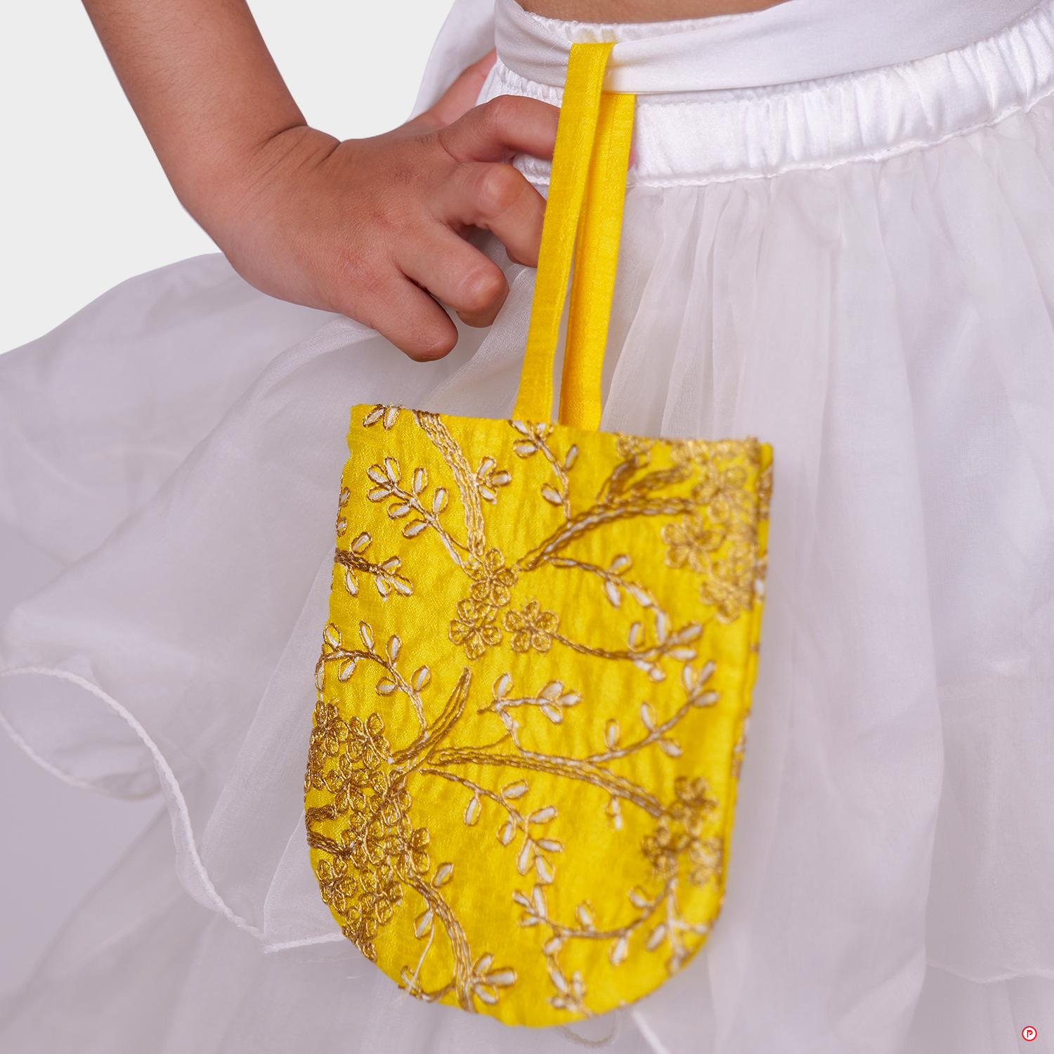 White Lehenga with Yellow Crop Top
