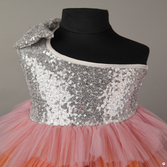 Silver Pearl Frock with One Shoulder