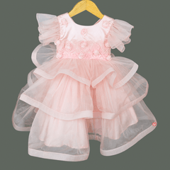 Pink Embroided layerd Dress - Picco Ricco