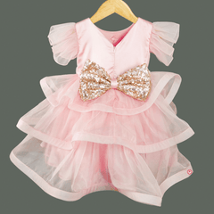 Pink Embroided layerd Dress - Picco Ricco