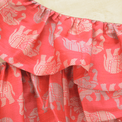 Stylish Crop Top With Frills and Elephant Printed Skirt - Picco Ricco