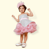Pink and Silver Sequence Frock - Picco Ricco