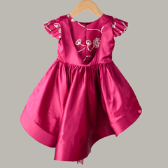 Wine Embroidered Layered Dress - Picco Ricco
