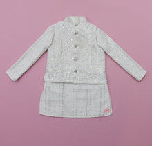 Load image into Gallery viewer, Embellished White kurta with Jacket &amp; Pyjama Boys
