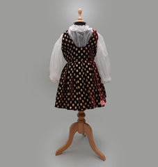 Maroon dress with Organza shrug Top