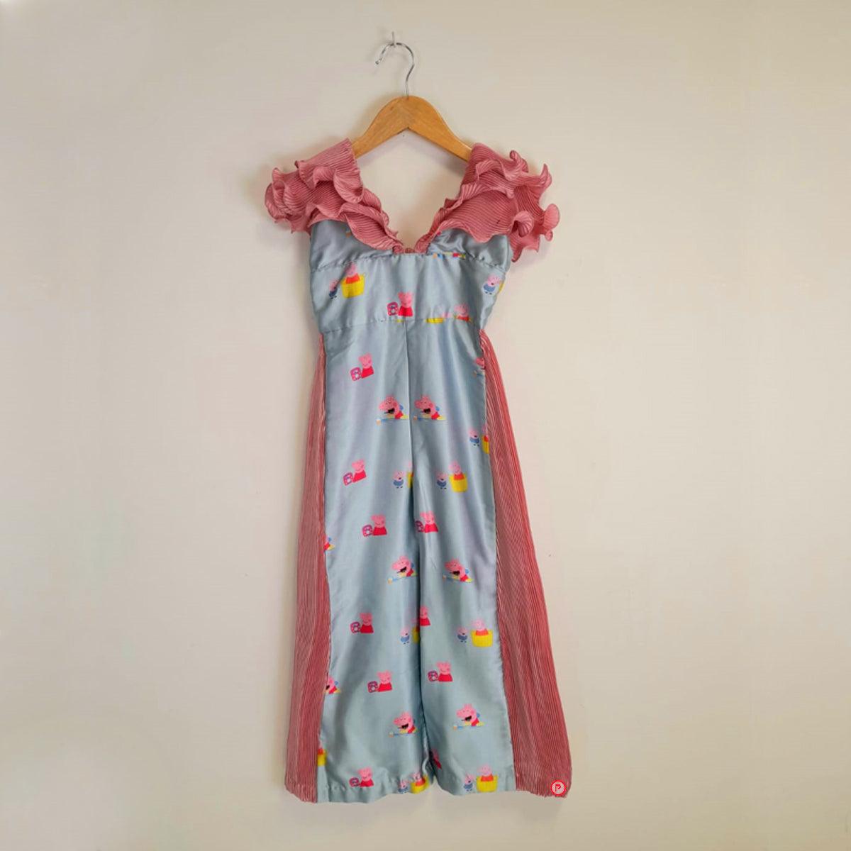 Grey Pink Peppa Pig Ruffle Jumpsuit Girls