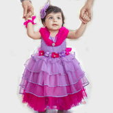 Pink & Purple Net Frock - Picco Ricco