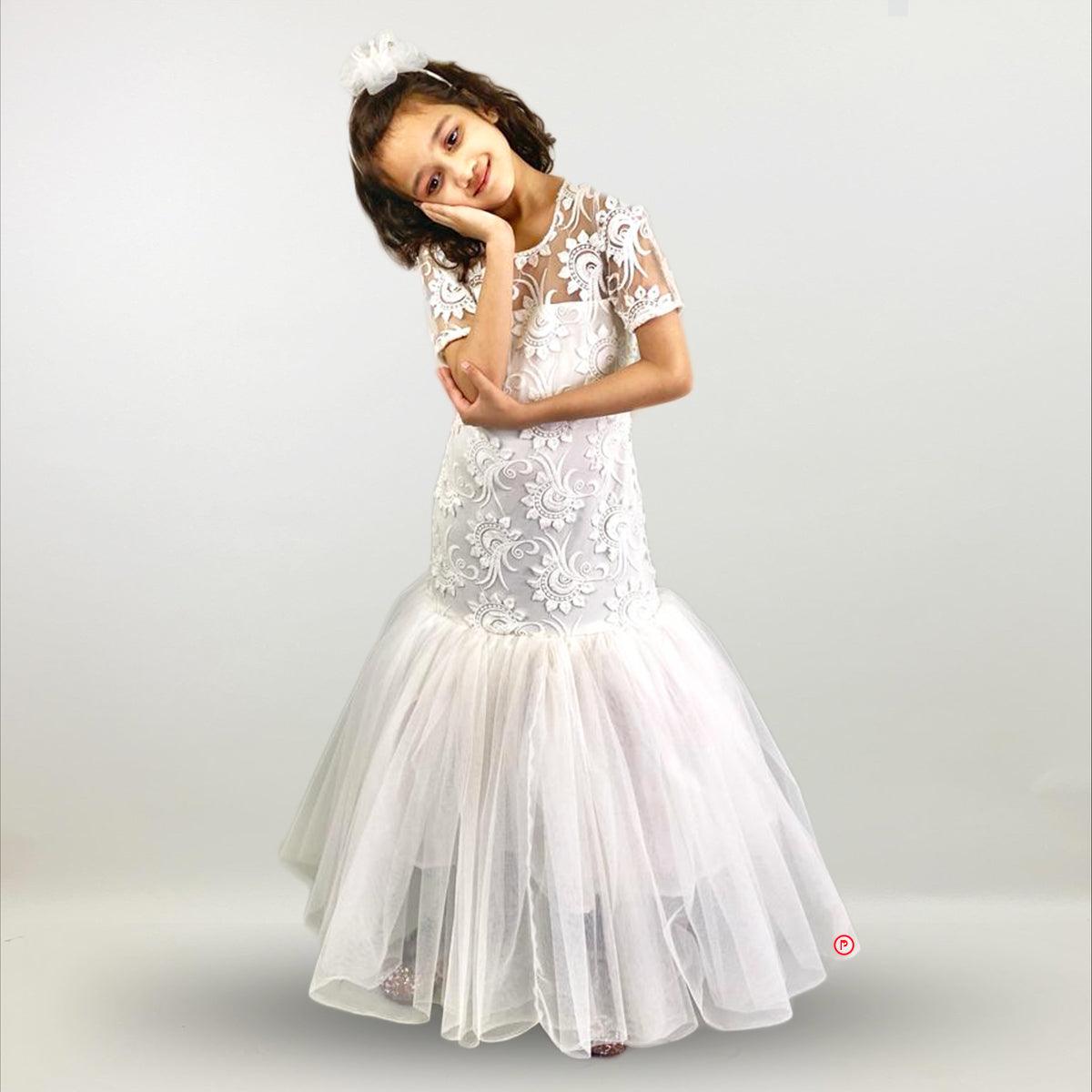 White Mermaid Gown 1-2 Yrs