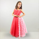Dual Pink Ruffle Trail Gown - Picco Ricco