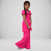 Magenta Crepe Peplum Top & Pant Set - Picco Ricco