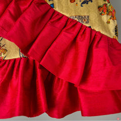 Stylish Crop Top With Frills and Printed Skirt - Picco Ricco 