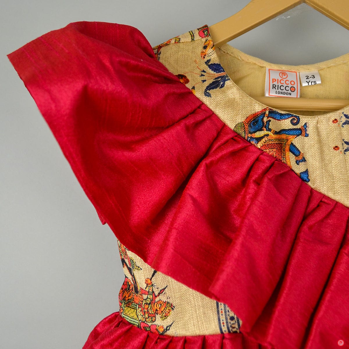 Stylish Crop Top With Frills and Printed Skirt - Picco Ricco 