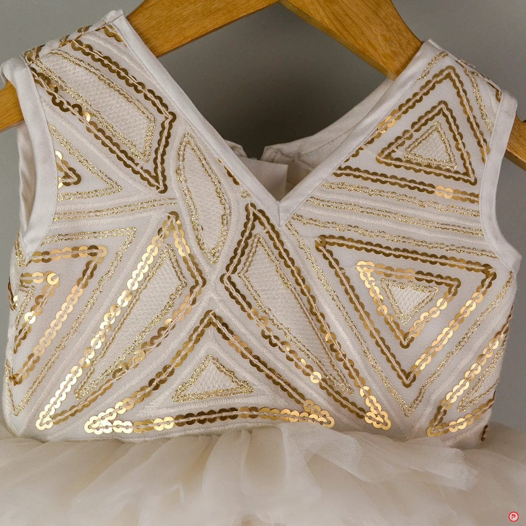 White Embroided Ruffled Dress - Picco Ricco 