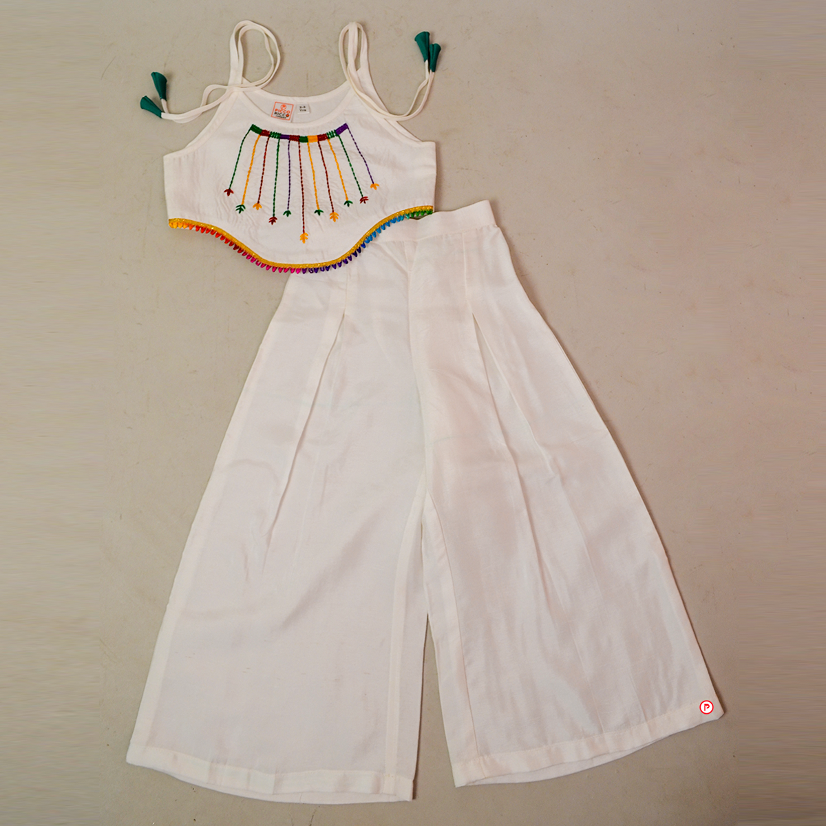 White Coord Set - Crop top with Palazzo