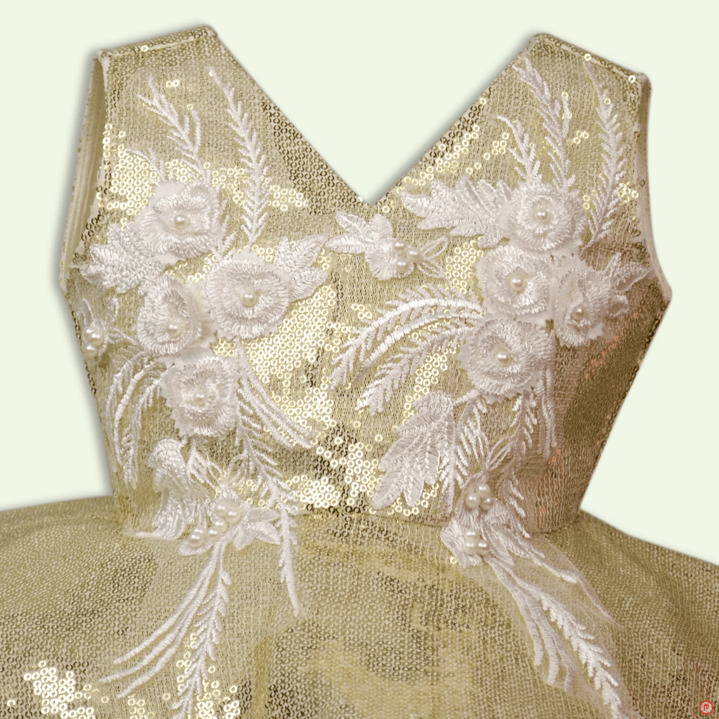 Golden & white Flared Dress - Picco Ricco 