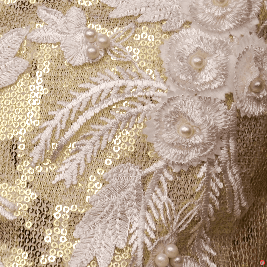 Golden & white Flared Dress - Picco Ricco 