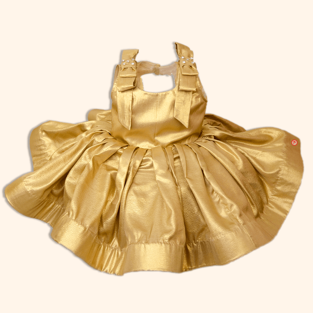 Golden Silk Crepe Frock - Picco Ricco 