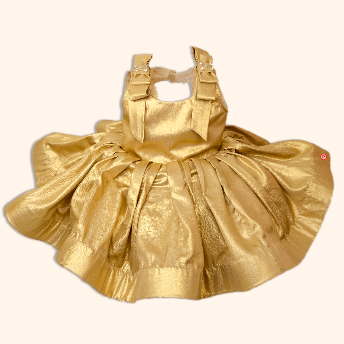 Golden Silk Crepe Frock - Picco Ricco 