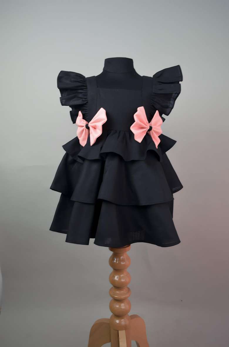 Black Frock With Pink Bow