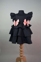 Black Frock With Pink Bow
