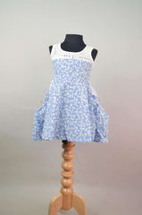 White And Sky Blue Frock