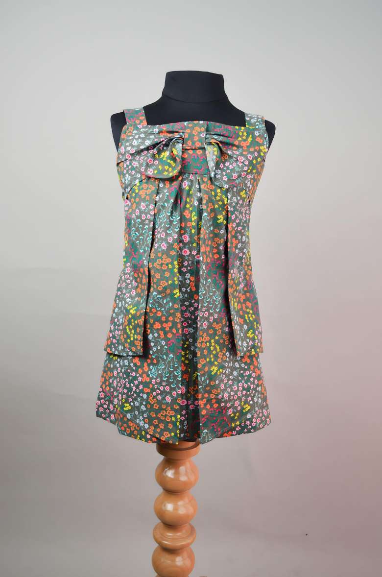 Green Drape style Dress With Big Bow