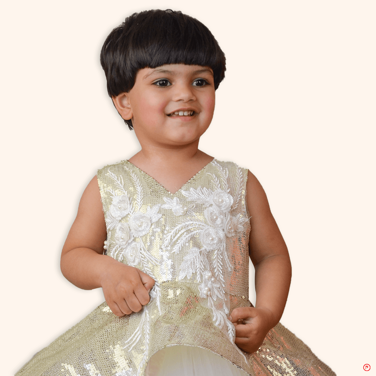 Golden & white Flared Dress - Picco Ricco 