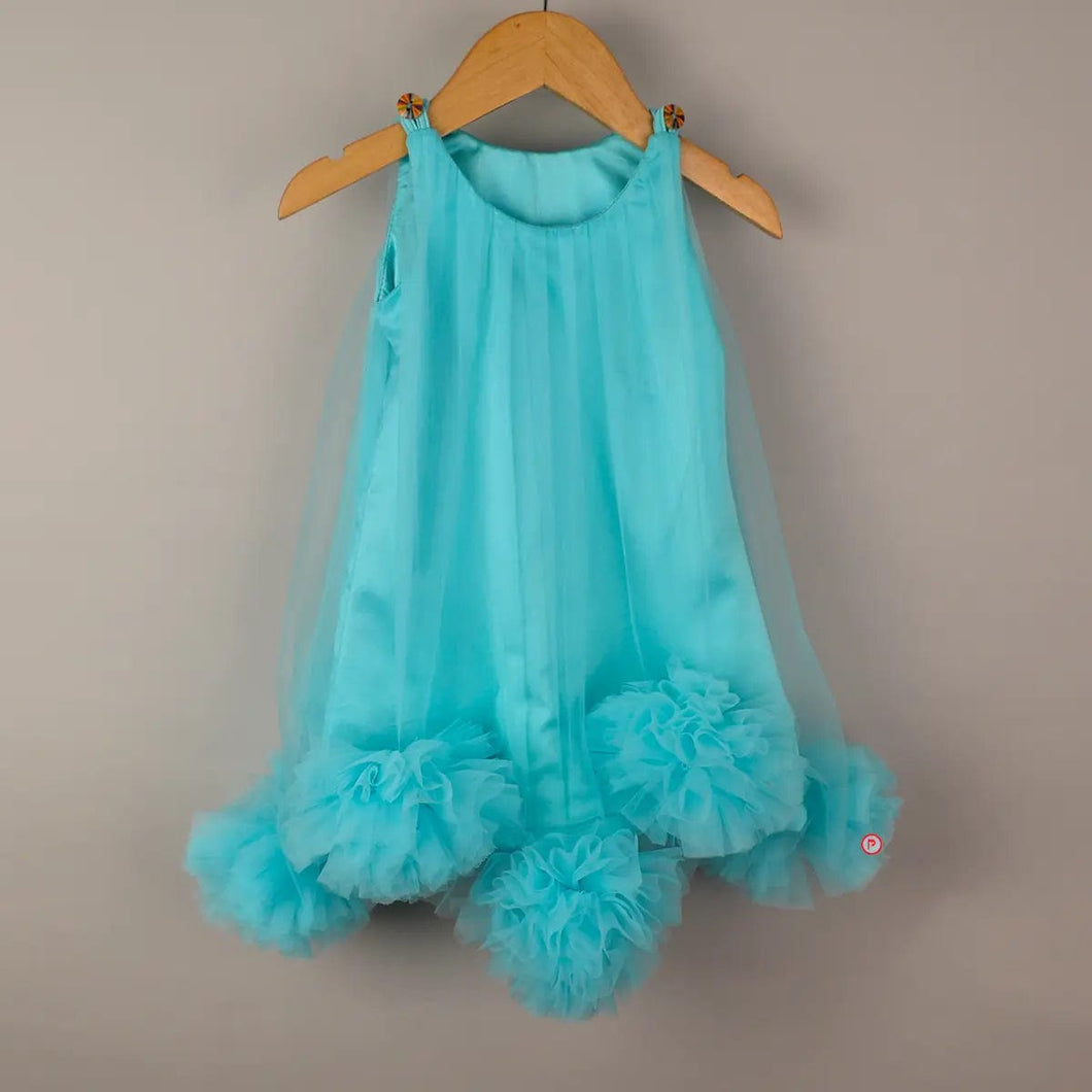 Aqua Blue Pompom Dress