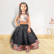 Load image into Gallery viewer, Black Silk Lehenga With Crop Top - Picco Ricco 
