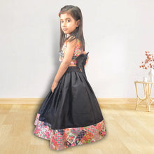 Load image into Gallery viewer, Black Silk Lehenga With Crop Top - Picco Ricco 
