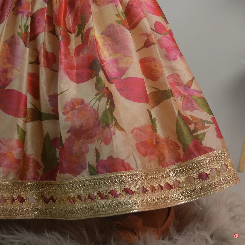 Floral Print Lehenga With Crop Top - Picco Ricco 
